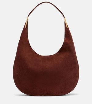 SAVETTE Schultertasche Florence Medium Aus Veloursleder - Braun