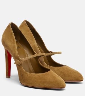Christian Louboutin Mary Fannylove 100 Suede Pumps - Brown