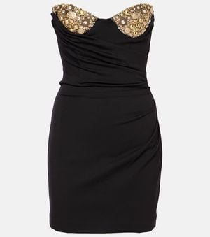 Area Verziertes Bustier-Kleid Aus Jersey - Schwarz