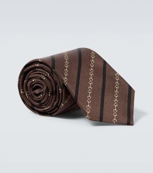 Gucci Horsebit Silk Jacquard Tie - Brown