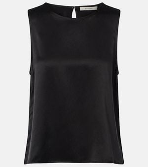 Asceno Sofia Silk Charmeuse Tank Top - Black