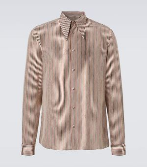 Valentino Striped Silk Shirt - Brown