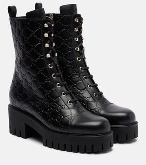 Gucci Stiefel Gg Aus Leder - Schwarz