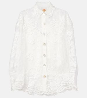 FARM Rio Swan Lake Guipure Shirt - White