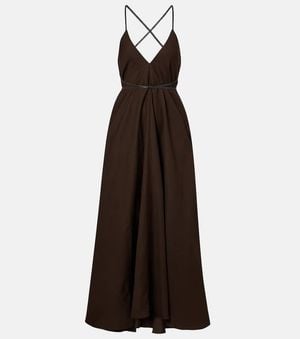 Brunello Cucinelli Open-Back Maxi Dress - Brown