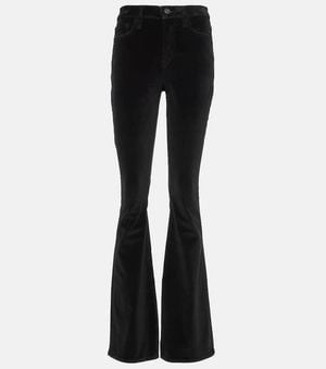 FRAME Le High Flare Velveteen Velvet Flared Pants - Black