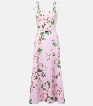 Oscar de la Renta Floral Cotton-Blend Midi Dress - Pink