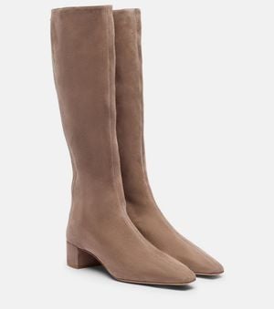 Aquazzura Saint Honore 35 Suede Knee-High Boots - Brown