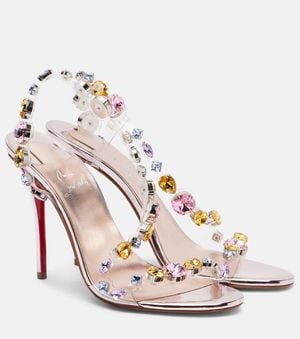 Christian Louboutin Rosa Z 100 Embellished Leather Sandals - Pink