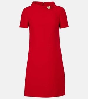 Valentino Embellished Wool And Silk Minidress - Red
