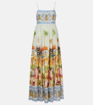FARM Rio Aracati Printed Cotton-Blend Maxi Dress - Metallic