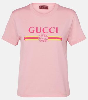 Gucci Cotton Jersey T-Shirt With Logo Print - Pink