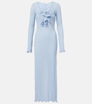 Magda Butrym Floral-Applique Maxi Dress - Blue