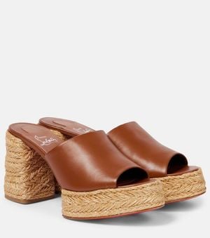 Christian Louboutin Calakala 85 Leather Platform Mules - Brown