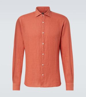 Fedeli Linen Oxford Shirt - Orange