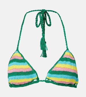 Anna Kosturova Gabrielle Crochet Cotton Bikini Top - Green
