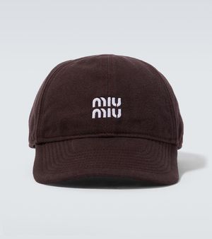 Miu Miu Baseballcap Aus Denim - Braun