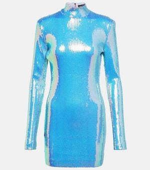 David Koma Sequined Minidress - Blue