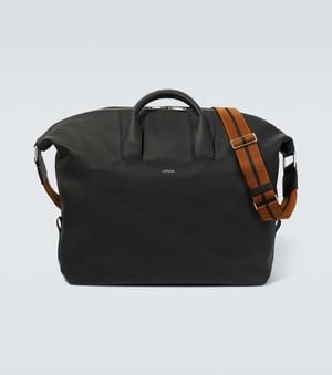 ZEGNA Raglan Leather Travel Bag - Black