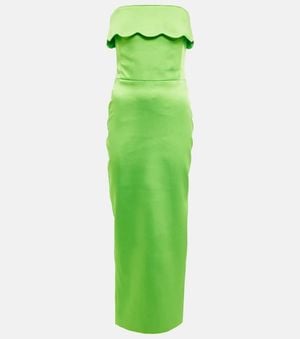 Rasario Strapless Satin Gown - Green