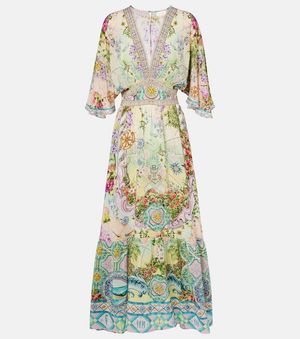 CAMILLA Embellished Silk Maxi Dress - Green