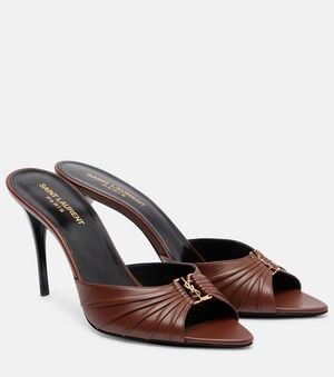 Saint Laurent Babylone 90 Leather Sandals - Brown