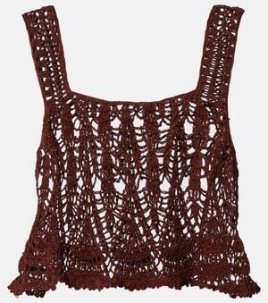 Anna Kosturova Crochet Cotton Crop Top - Purple