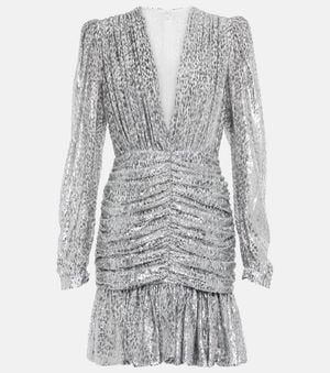 Costarellos Libby Embellished Ruched Minidress - Grey