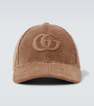 Gucci Double G Cotton Corduroy Baseball Cap - Brown