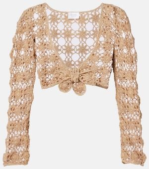 Anna Kosturova Bella Ballerina Crochet Cotton Crop Top - Natural