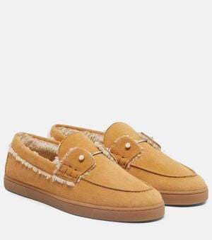 Christian Louboutin Loafers Chambeliboat Aus Veloursleder Mit Shearling - Braun