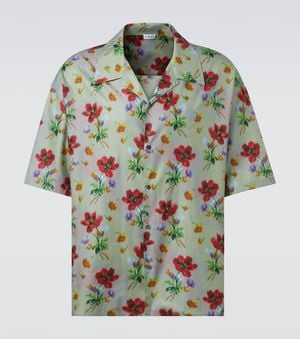 Loewe Floral Cotton And Silk Twill Bowling Shirt - Green