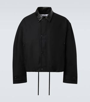 Acne Studios Leather-Trimmed Cotton Twill Bomber Jacket - Black