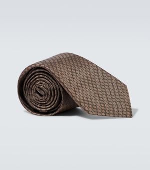 Gucci Gg Silk Jacquard Tie - Brown