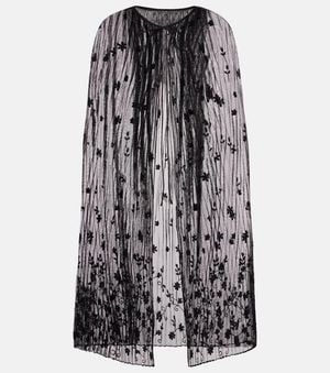 TOTEME Embroidered Floral Plisse Tulle Cape - Black