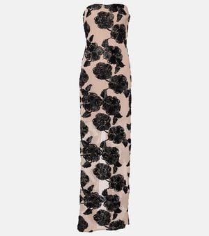 ROTATE BIRGER CHRISTENSEN Floral Mesh-Trimmed Gown - White