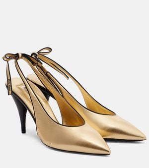 Miu Miu Metallic Leather Slingback Court Shoes
