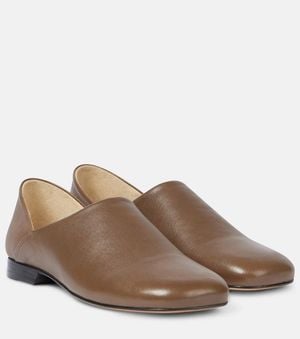 Lemaire Convertible Leather Slip-On Shoes - Brown