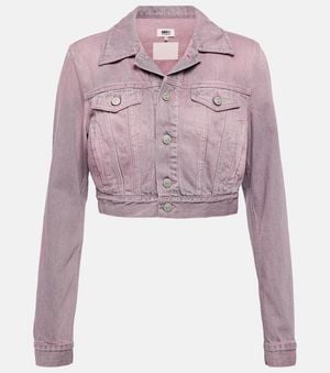 MM6 by Maison Margiela Cropped Denim Jacket - Pink