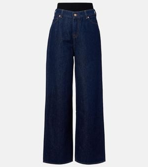 7 For All Mankind Layered Wide-Leg Jeans - Blue