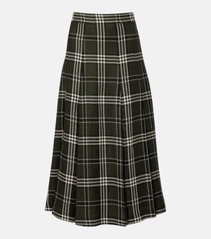 Emilia Wickstead Kensie Checked Wool-Blend Midi Skirt - Green