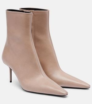 Saint Laurent Ashley 75 Leather Ankle Boots - Natural