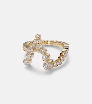 Sophie Bille Brahe Ring Initial Ensemble E Aus 18Kt Gelbgold Mit Diamanten - Weiß