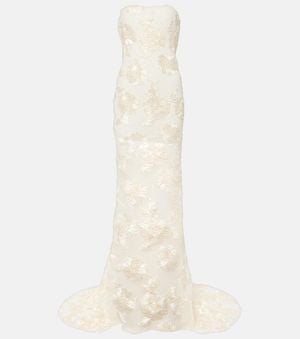 ROTATE BIRGER CHRISTENSEN Bridal Alberty Floral-Applique Mesh Gown - White