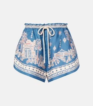 ALÉMAIS Bermudas Acacia De Lino Estampadas - Azul