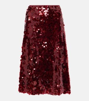 Vince Lucite Sequined Midi Skirt - Red