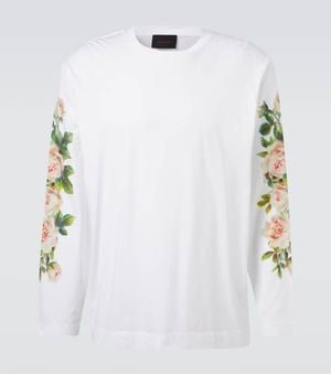 Simone Rocha T-Shirt Rose Bouquet En Coton - Blanc