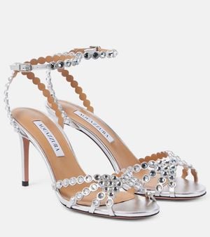 Aquazzura Studio Sandals With Crystals - Metallic