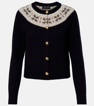 Nili Lotan Josefa Fair Isle Cashmere Cardigan - Black