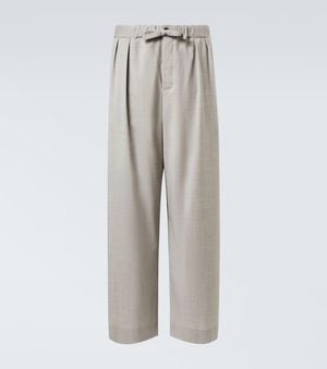 Loewe Wool Wide-Leg Pants - Grey
